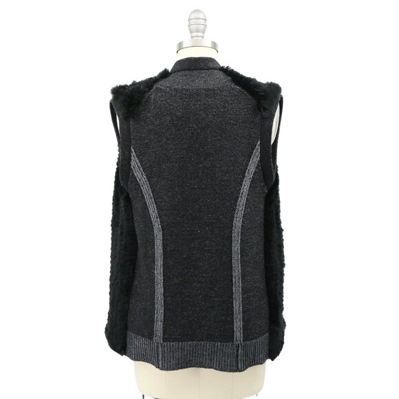 Vince Rex Rabbit Fur Drape Front Sweater Vest S - Picture 8 of 9